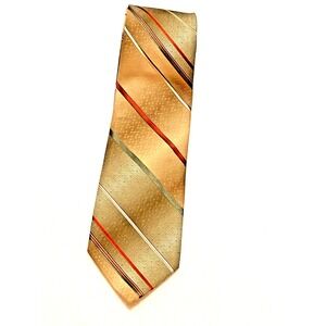 Vtg Repp tie Wembley orange brown white Stripe Men's Tie Business Wedding B50-08